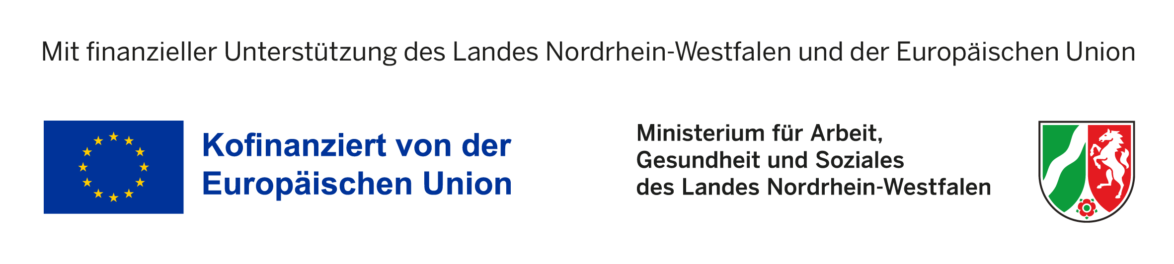 Mit finanzieller Unterstützung des Landes Nordrhein-Westfalen und der Europäischen Union: Kofinanziert von der Europäischen Union; Ministerium für Arbeit, Gesundheit und Soziales des Landes Nordrhein-Westfalen
